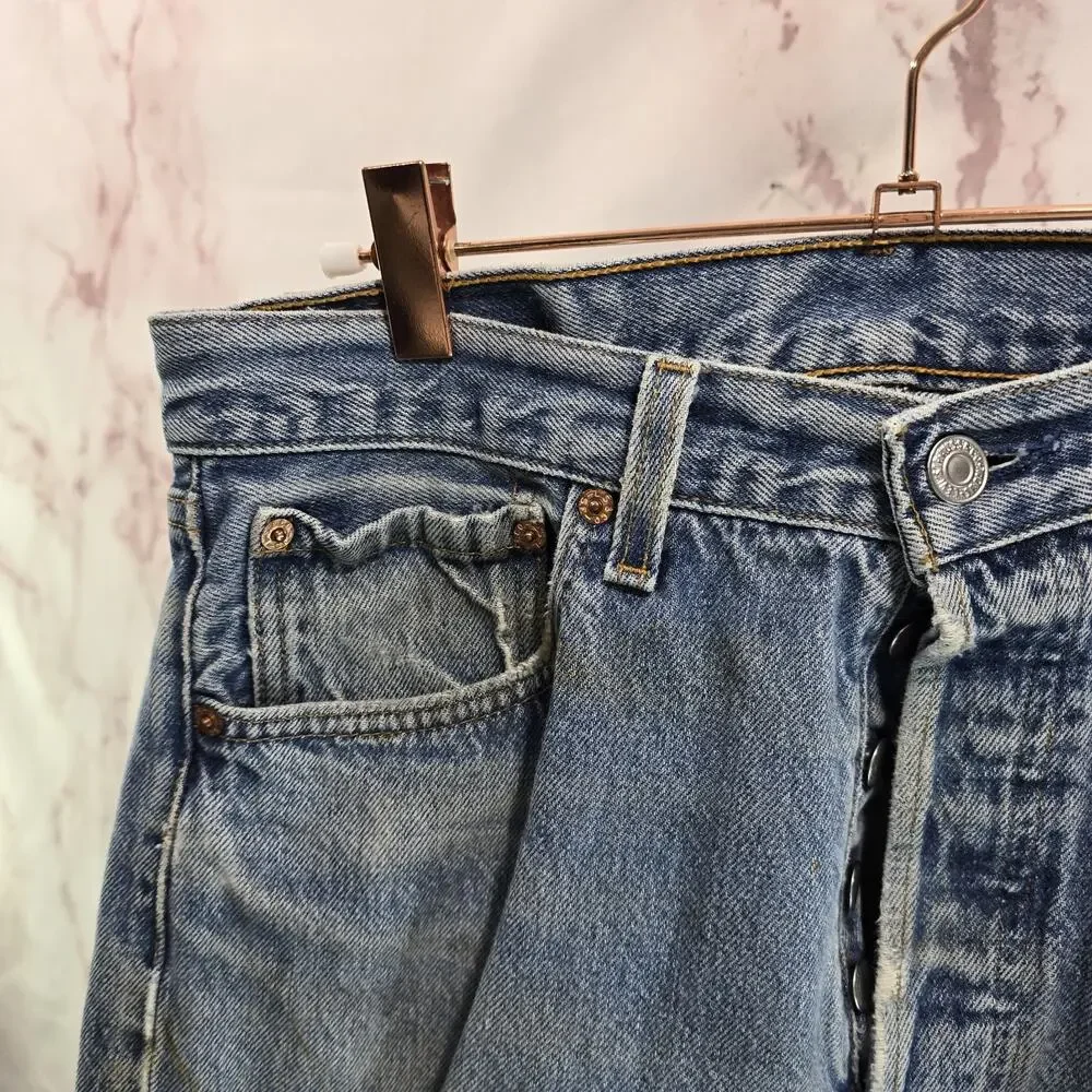 Vtg Levis Jeans Mens 32 X 28 501 XX Y2K Denim Destroyed Button Fly Distressed
